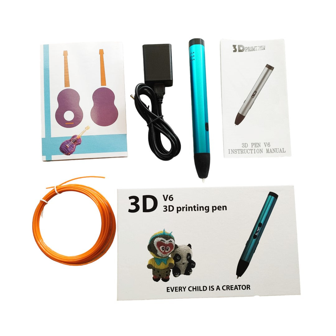 3D Printing Pen with Metallic Handles BLUE (FREE 30 Meters Filament)