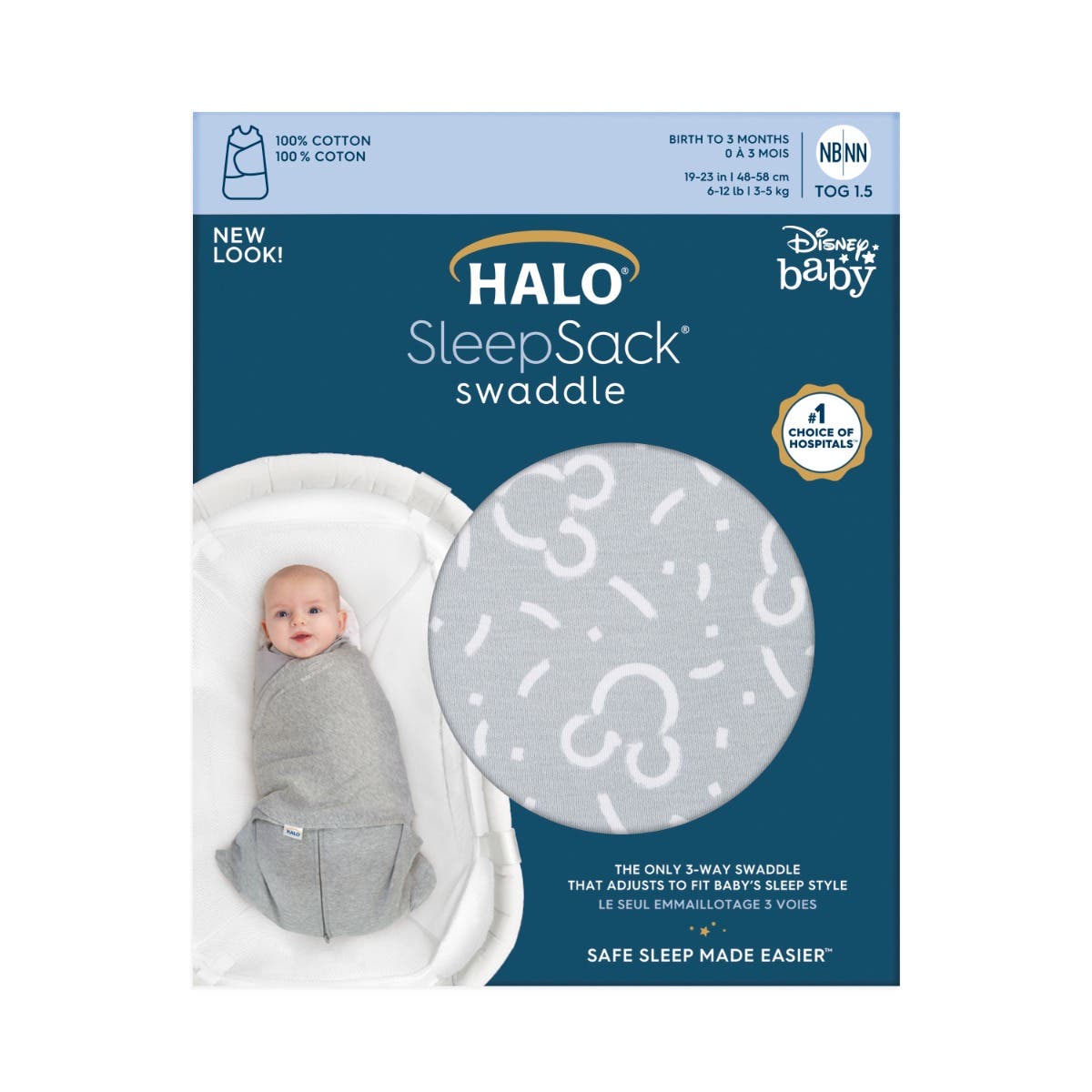 Halo Sleepsack Swaddle - Confetti Mickey Gray