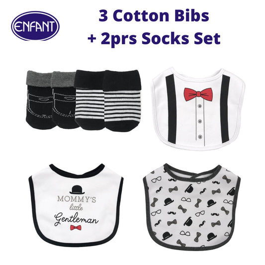 Enfant Socks & Bib Set - Black