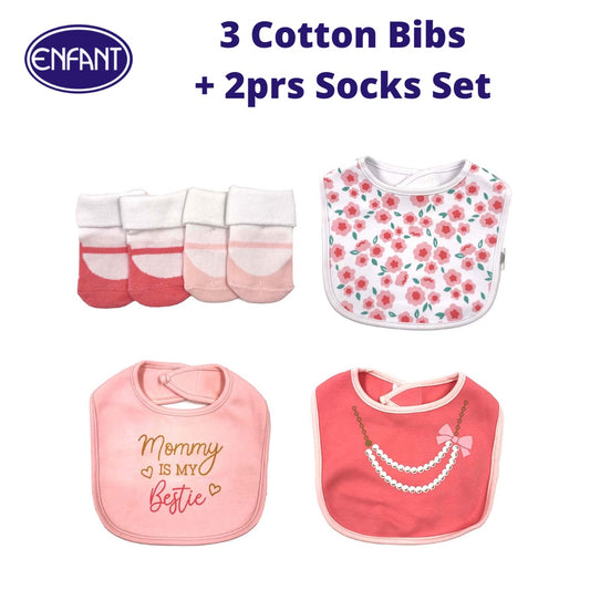 Enfant Socks & Bib Set - Pink