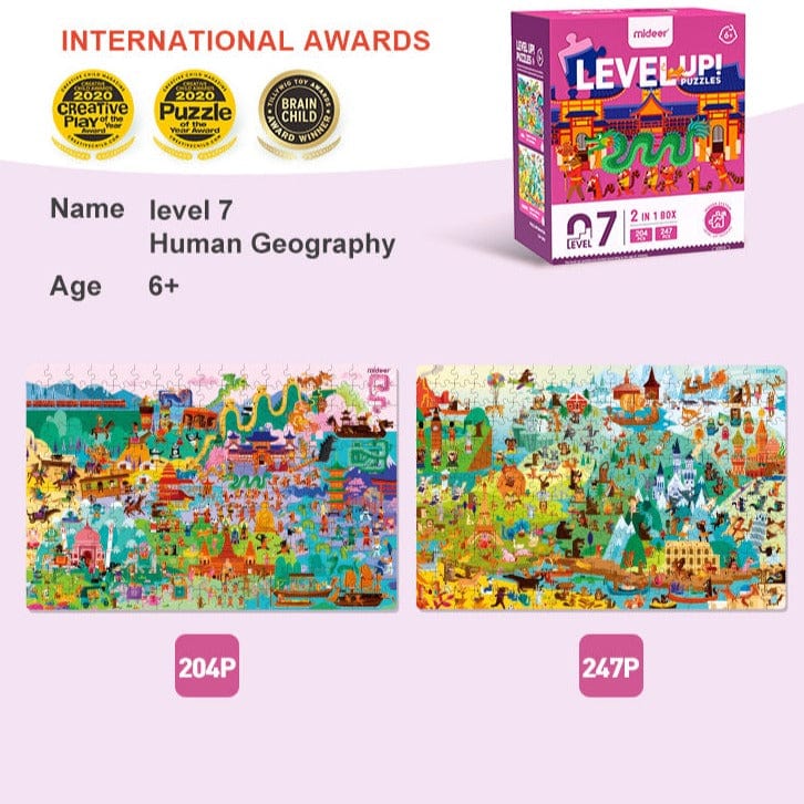 Mideer Level Up Puzzles - World Travel