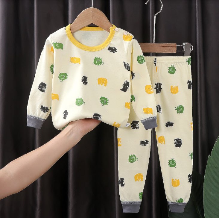 Colorful Patterns Children's Sleepwear Pajama Cream Elephant
