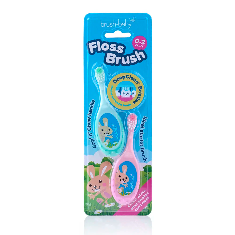 Brush-Baby 0-3y Flossbrush (2pk) - Teal/Pink