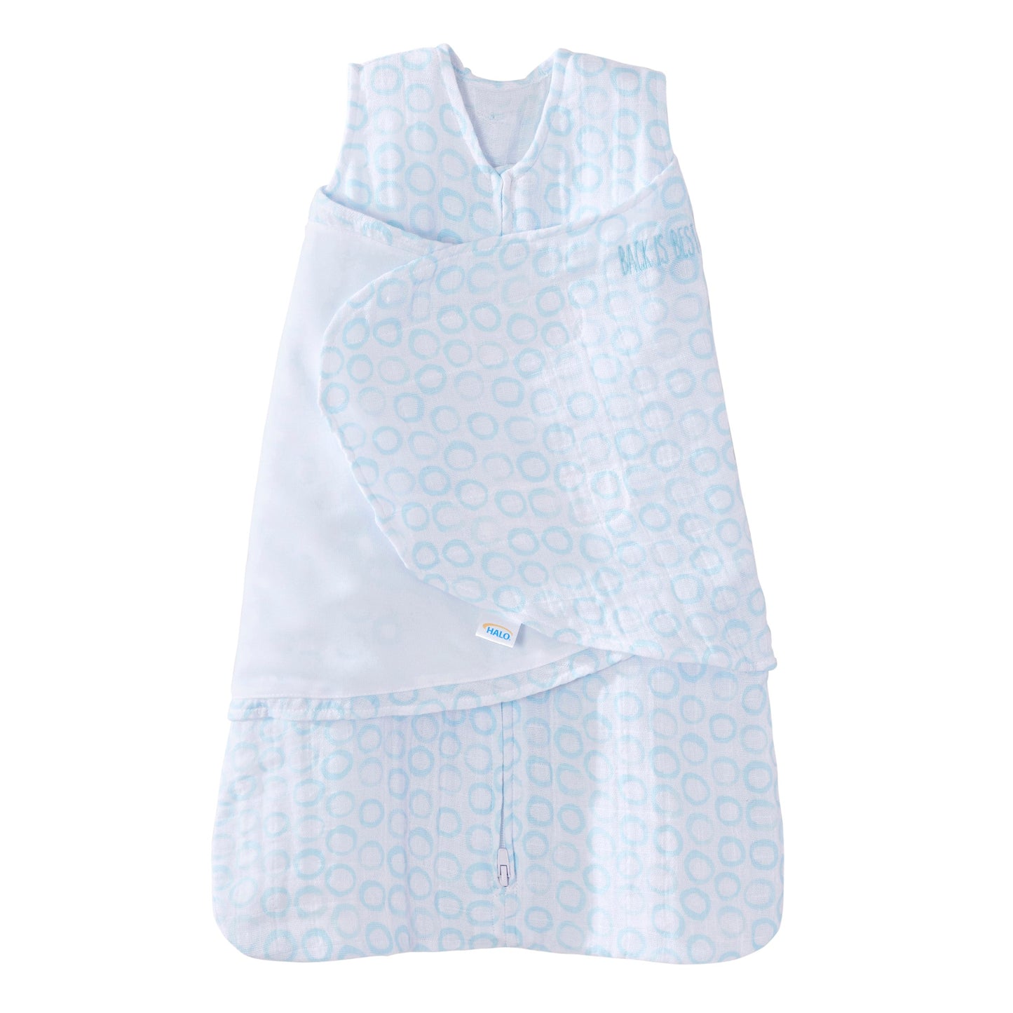 Halo Sleepsack Swaddle Muslin Blue Circles