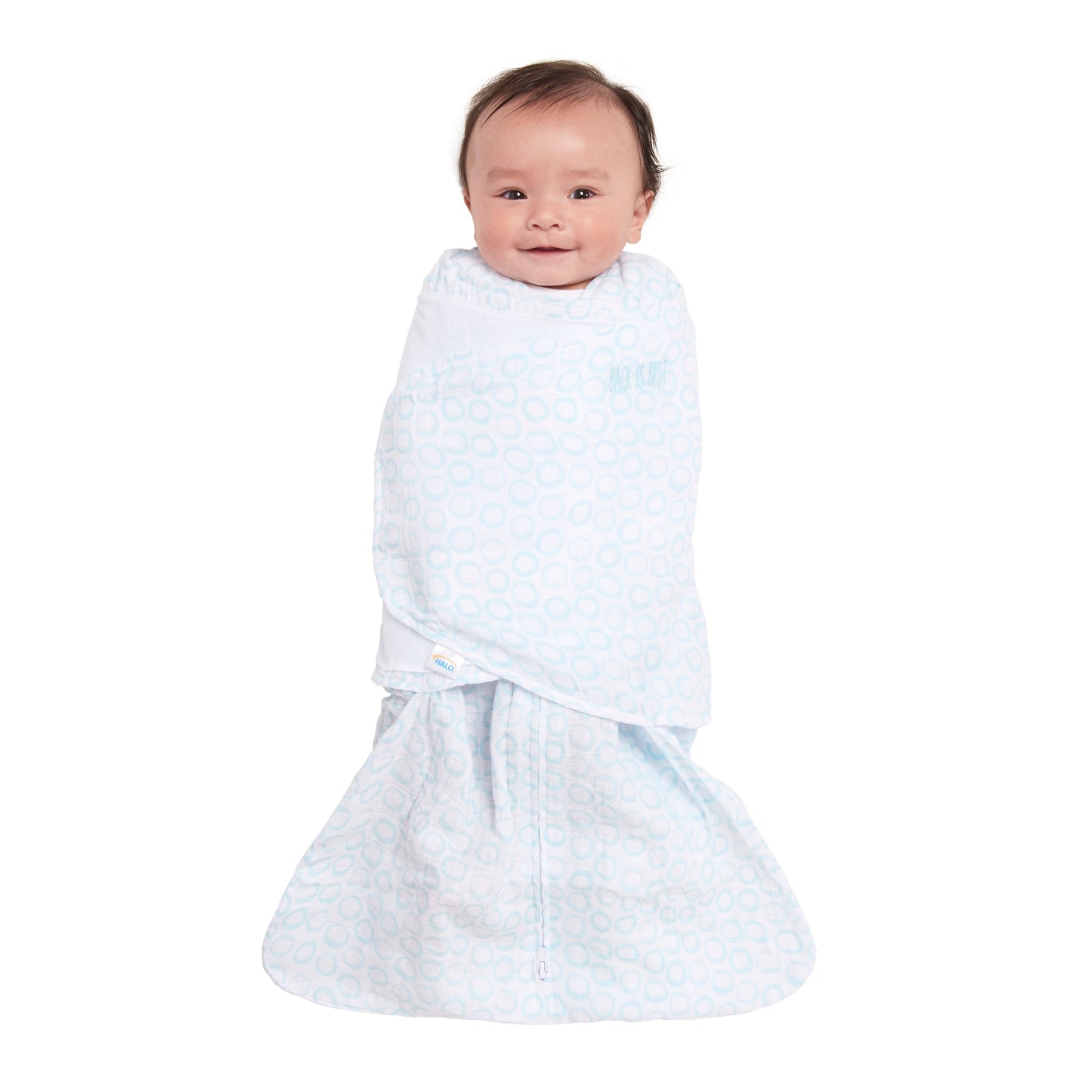 Halo Sleepsack Swaddle Muslin Blue Circles