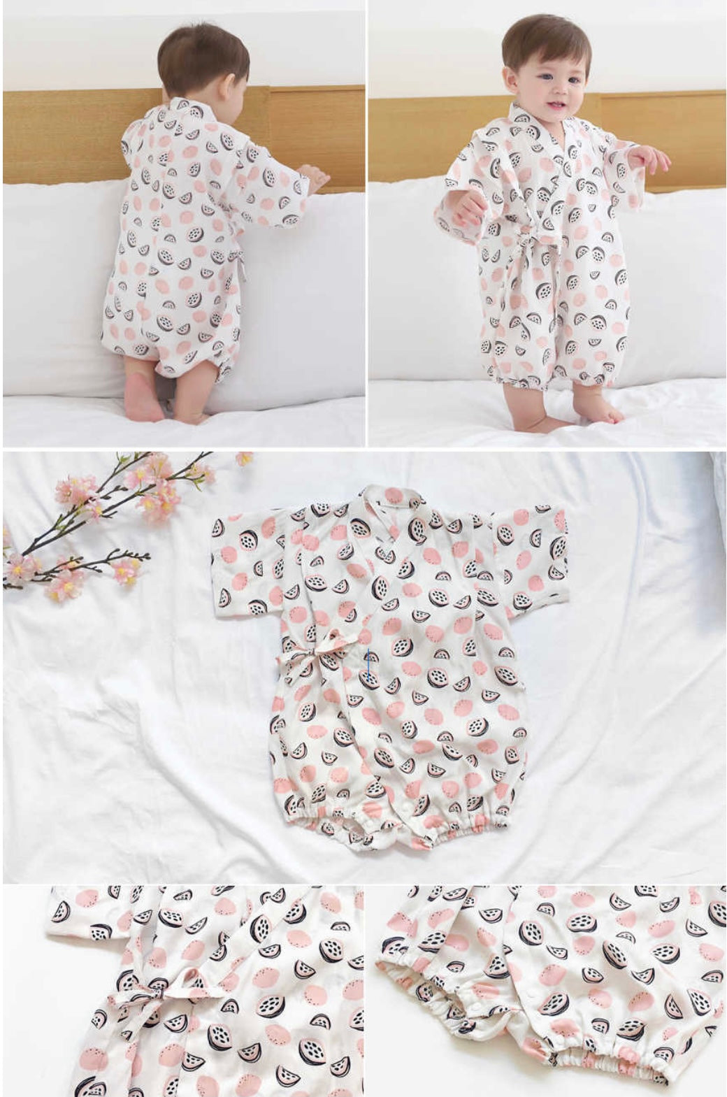 Borny Tieside Onesies - Pink Watermelon