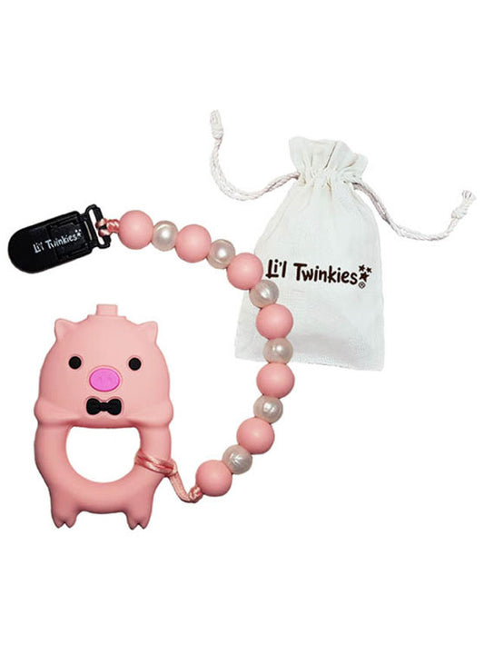 Li'l Twinkies Teether w/ Clip-On - Mr. Pig