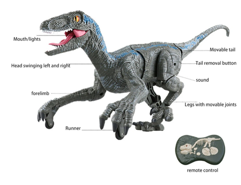 Remote Control Dinosaur - Grey