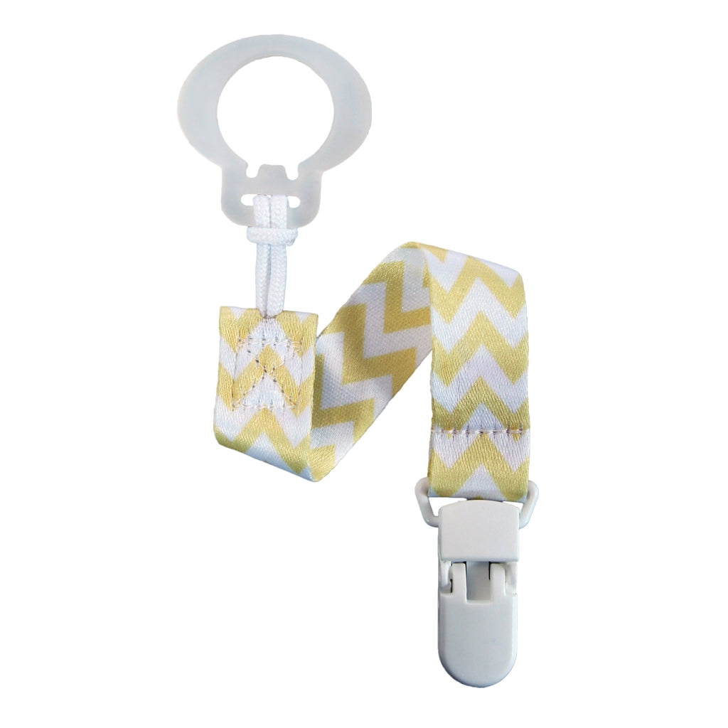 RaZbaby Keep-It-Clean Pacifier Holder Yellow Chevron