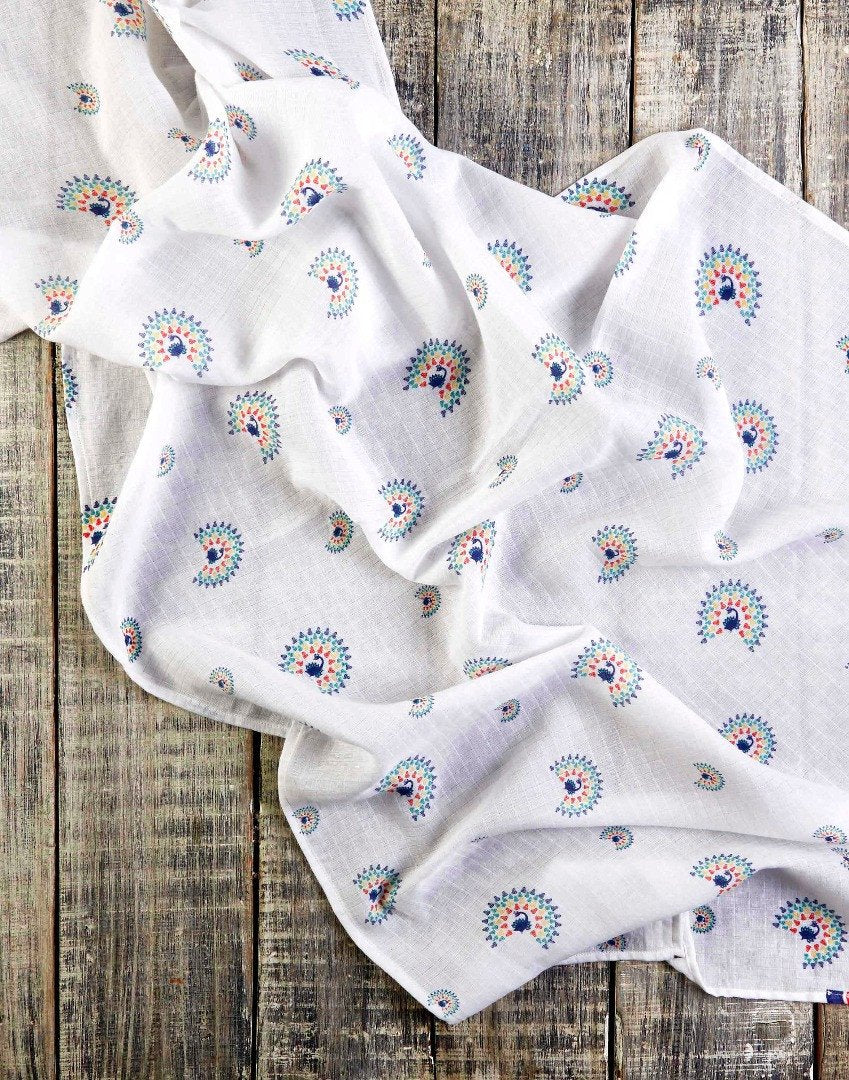 ORGANIC SWADDLE - PEACOCK