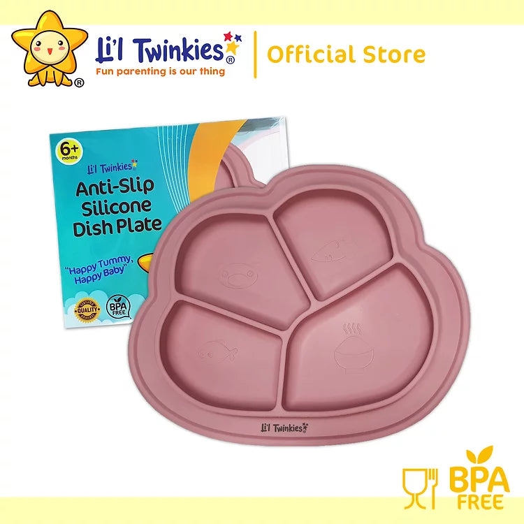 Li'l Twinkies Anti-Slip Silicone Dish Plate - Vintage Rose
