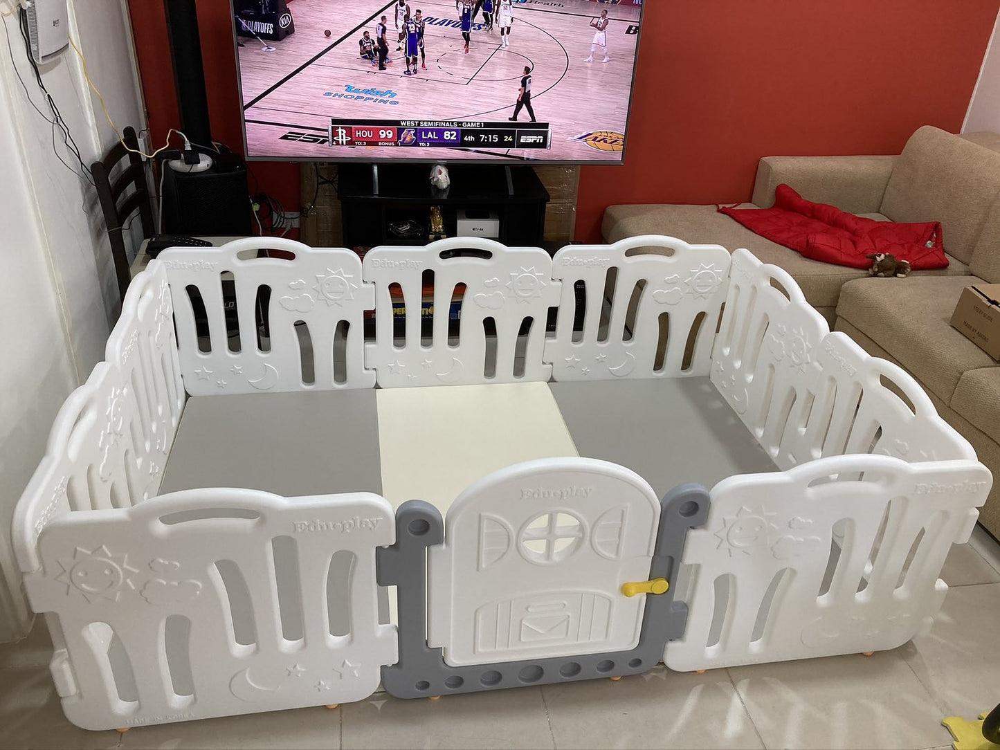 Bimbee Foldable Playmats + 10 Panel White Fence