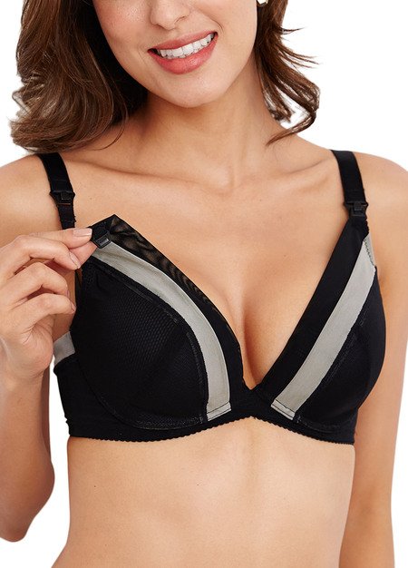 160894X Mamaway Deep V Flexiwire Maternity & Nursing Bra - Black