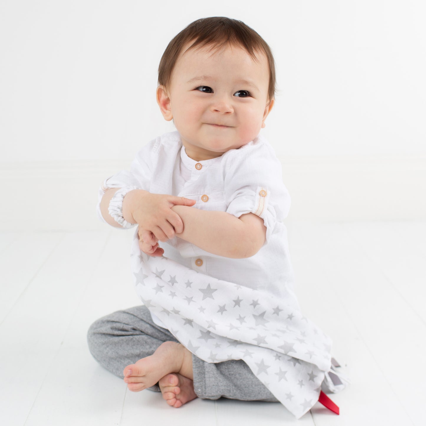 Cheeky Chompers Muslin Comforter Silver Stars