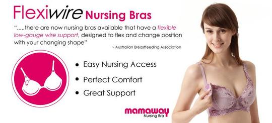 9886Z Mamaway Bella Lace Sensation Flexiwire Maternity & Nursing Bra - Gray