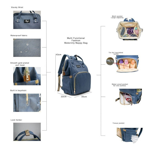 Babybee Fashion Maternity Nappy Bag - Cassie