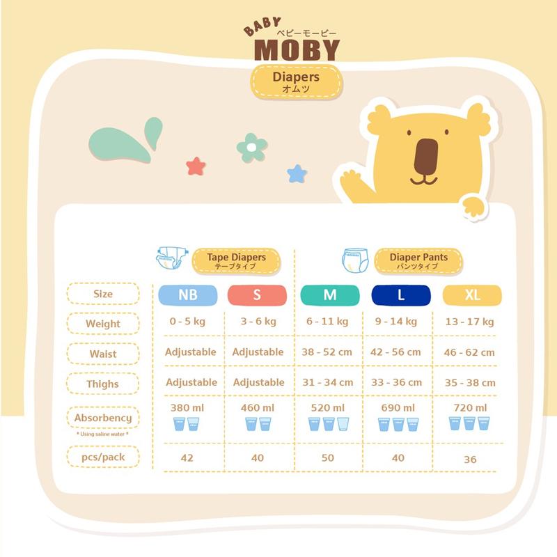 Baby Moby Chlorine Free Diapers Taped 42ct - Newborn