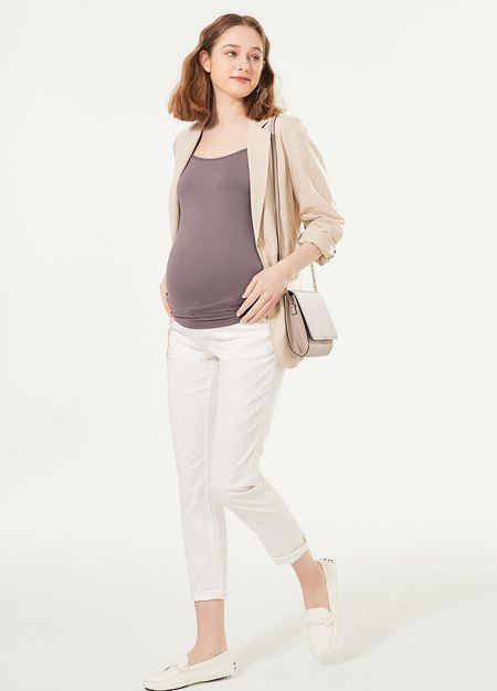 220820P Mamaway Bra Top Antibacterial Spaghetti Strap Maternity Vest - Dusty Purple