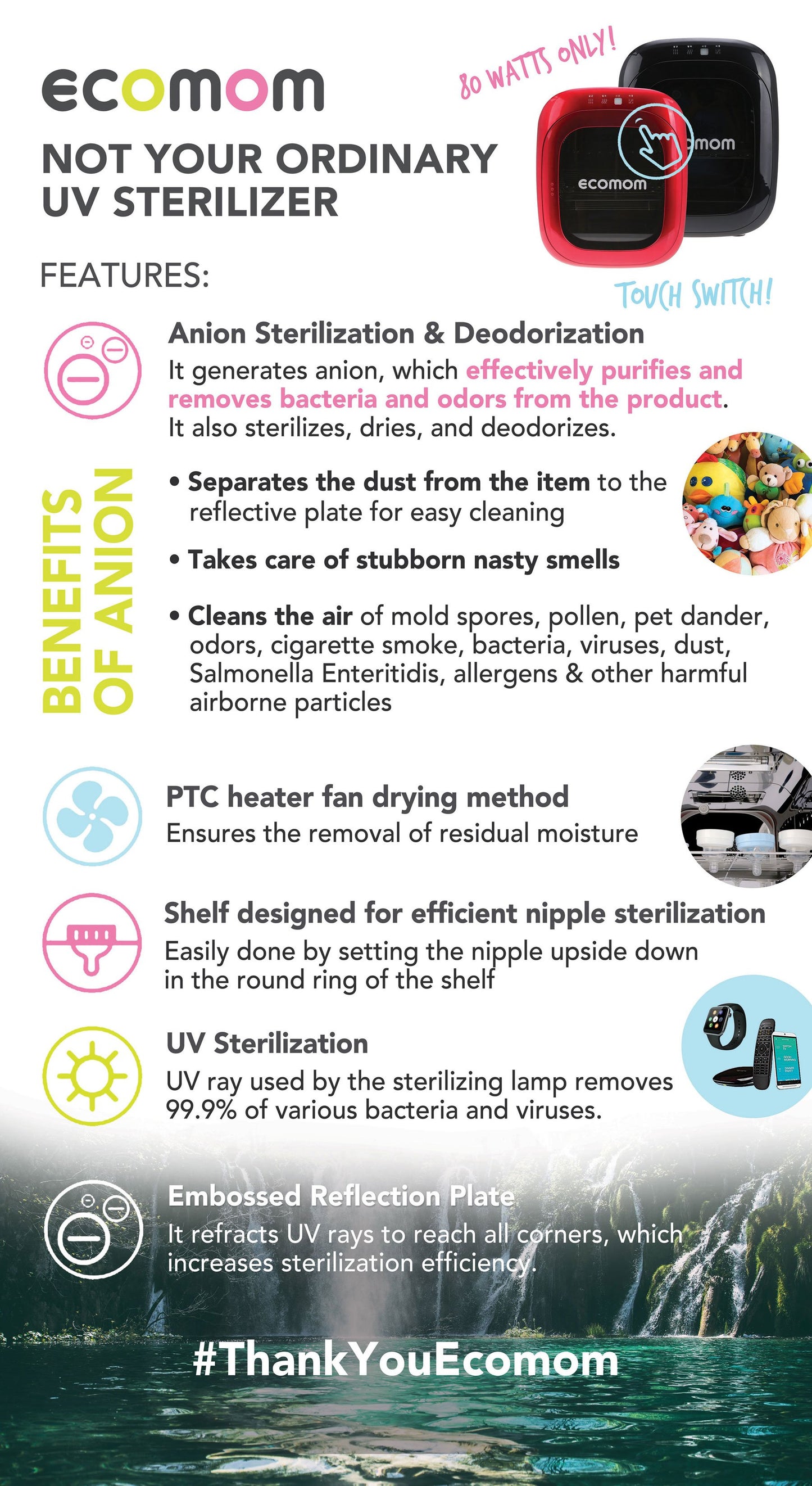 Ecomom Double UV Sterilizer with Anion - Red