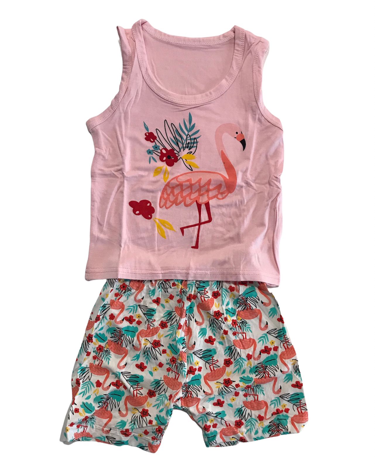 Colorful Patterns Sleeveless & Summer Shorts Flamingo Pink