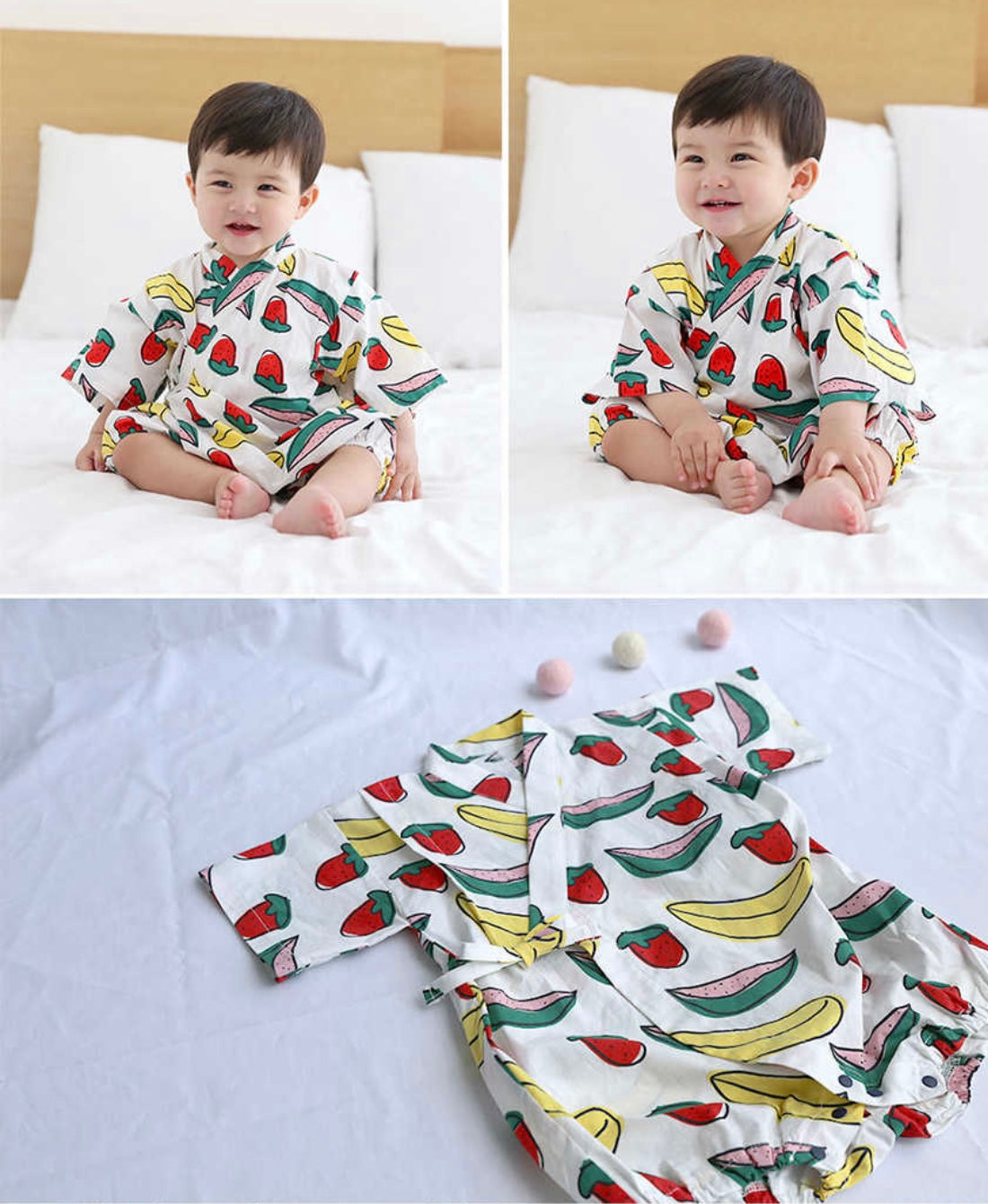Borny Tie-Side Onesie - Fruits