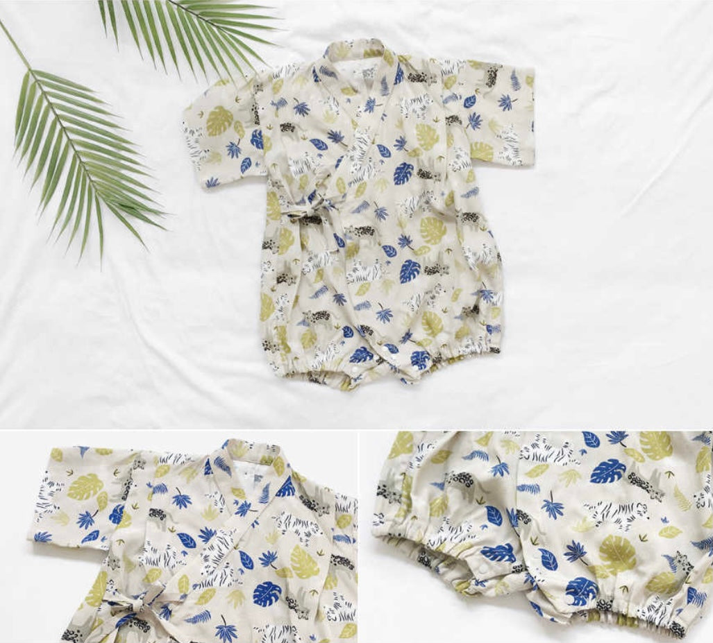 Borny Tieside Onesies - Green Tiger