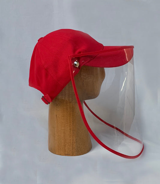 Twill Cap with Face Shield - Red