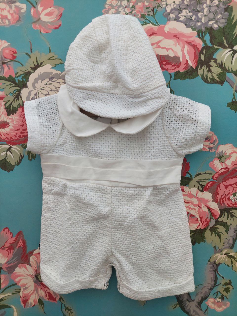 Lil Tati 6M Boys Christening Circle Eyelet Playsuit