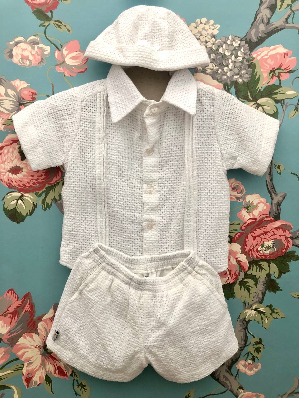 Lil Tati 12M Boys Christening Circle Eyelet White