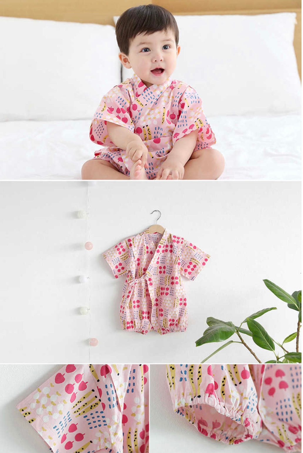 Borny Tieside Onesies - Merry Pink