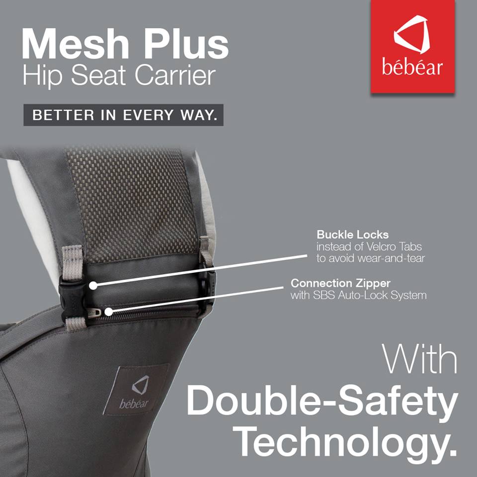Bebear Mesh Plus Hip Seat Carrier - Ash Gray