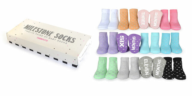 Trumpette Milestone Socks - Asstd. Pastel Girls, 12 Pack