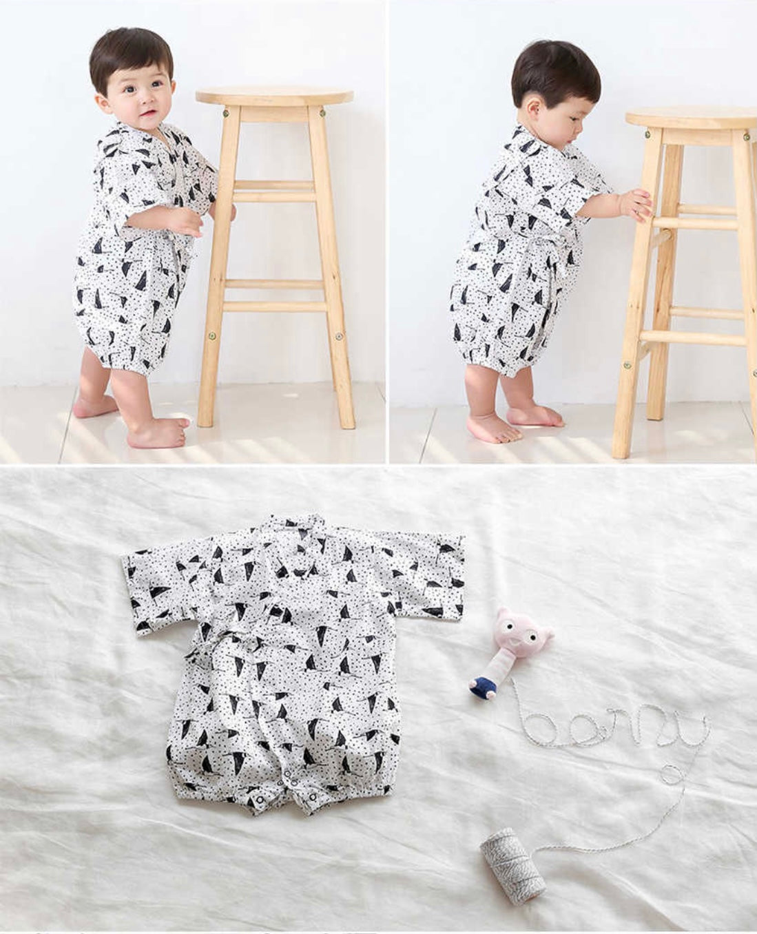 Borny Tieside Onesies - Mix White