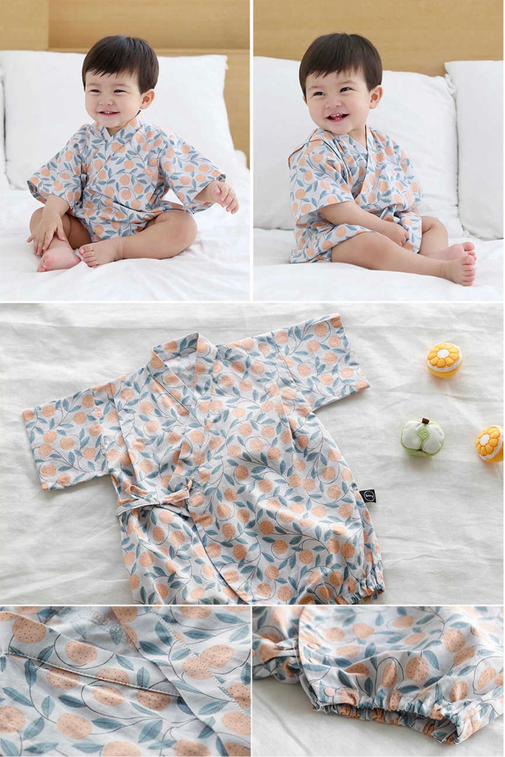 Borny Tie-Side Onesie - Oranges