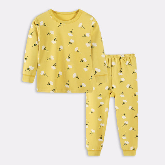 Colorful Patterns Children's Sleepwear Pajama Flower Yellow