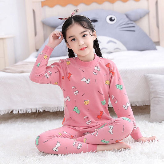 Colorful Patterns Children's Sleepwear Pajama Little Dino Pink