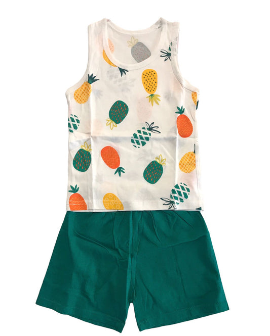 Colorful Patterns Sleeveless & Summer Shorts Pineapples