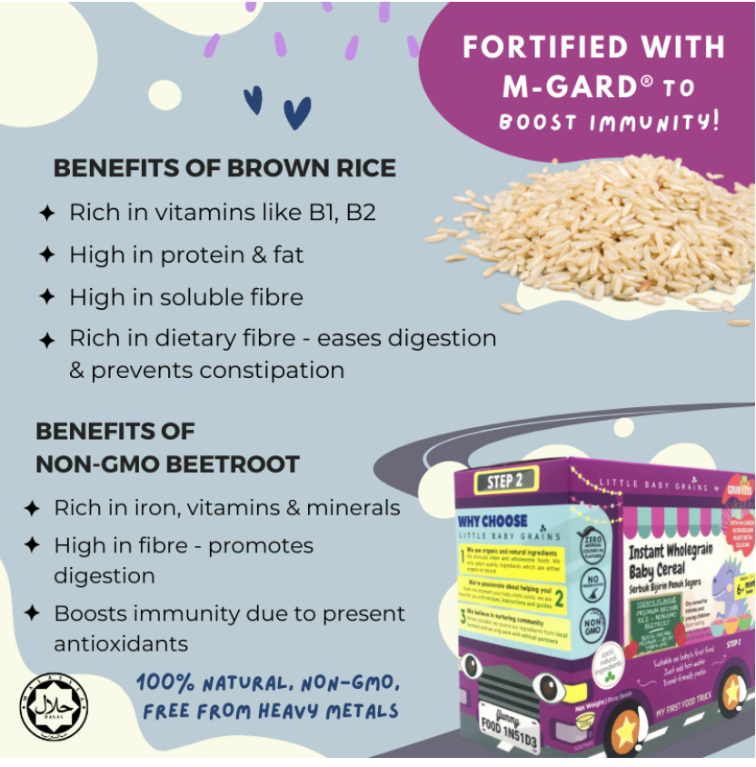 Little Baby Grains 150g Premium Brown Rice Cereal w/ Non-GMO Beetroot