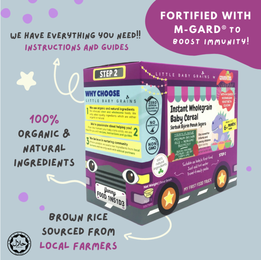 Little Baby Grains 150g Premium Brown Rice Cereal w/ Non-GMO Beetroot