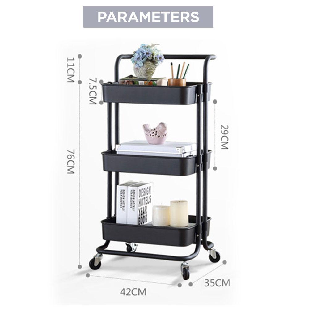 3 Tier Trolley Bfeeding Utility Cart - Pink