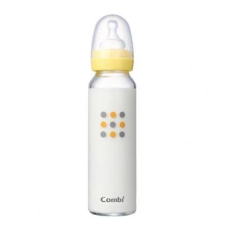 Combi 240ml Glass Feeding Bottle with 3 Hole Teat