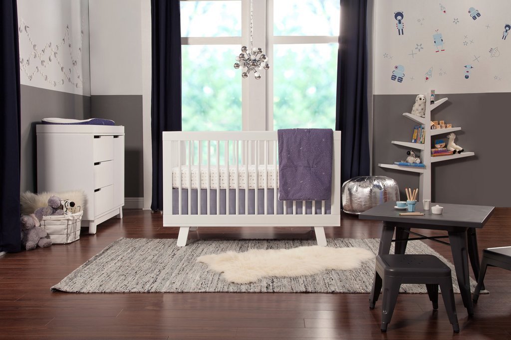 Babyletto Hudson 3-in-1 Convertible Crib with Toddler Bed Conversion Kit - White