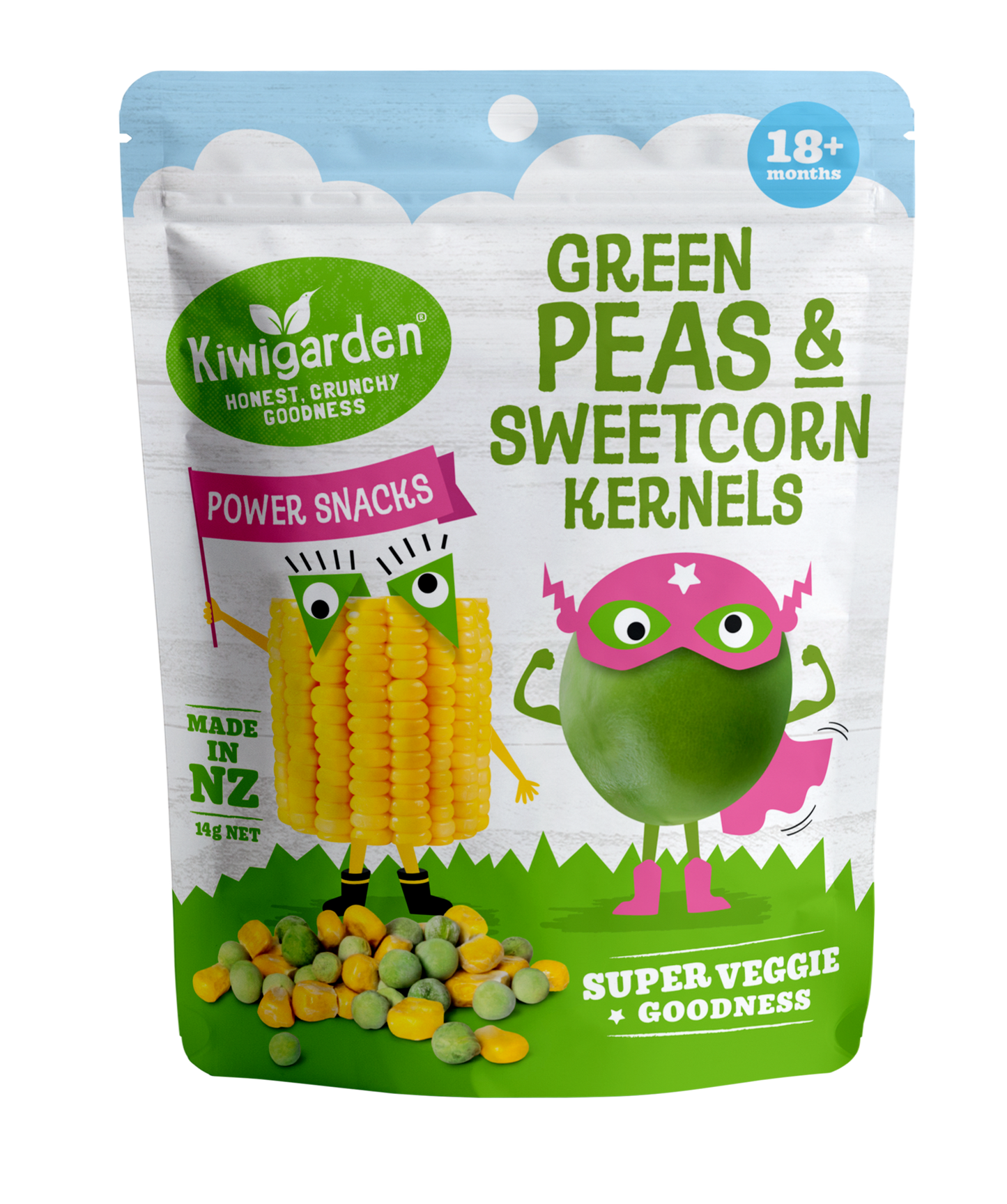 Kiwi Garden Green Peas & Sweetcorn Kernels 14g