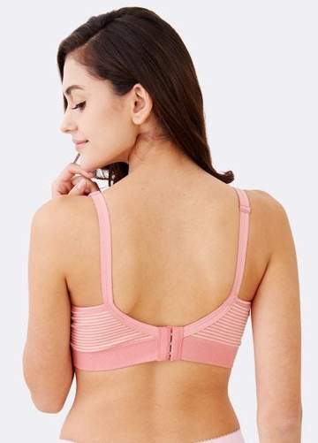 190883O Mamaway Ultra Light Antibacterial Seamless Maternity & Nursing Bra in Stripes - Orange