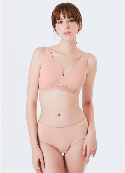 210825D Ultra Silky Crossover Sleeping & Nursing Bra - Dusty Pink