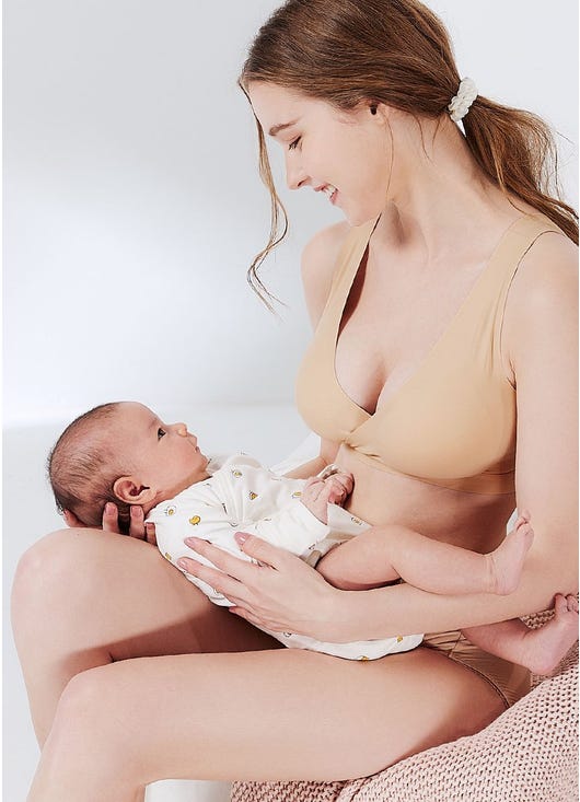 210825F Ultra Silky Crossover Sleeping & Nursing Bra - Nude