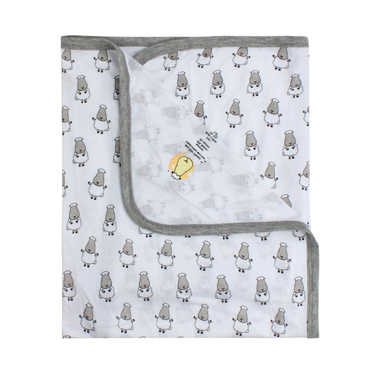 Baa Baa Sheepz Single Layer Baby Blanket White Small Sheep (80x100cm)