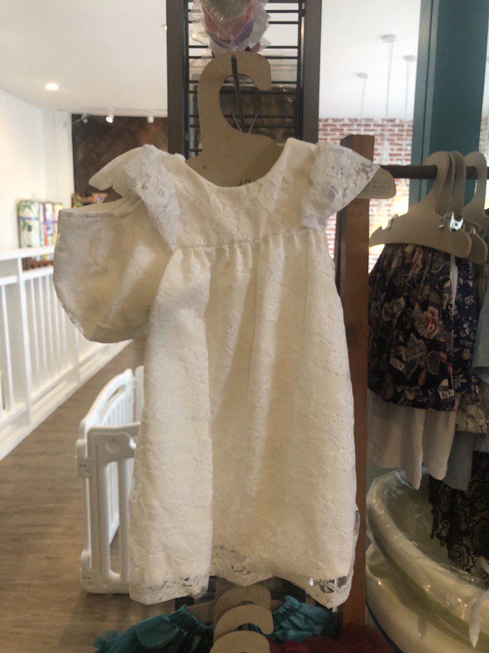 Lil Tati 12M Magnolia Christening White Fine Lace Tulle