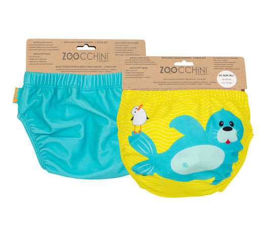 Zoocchini UPF Reusable Swim Diaper (2pk) - Sydney the Seal