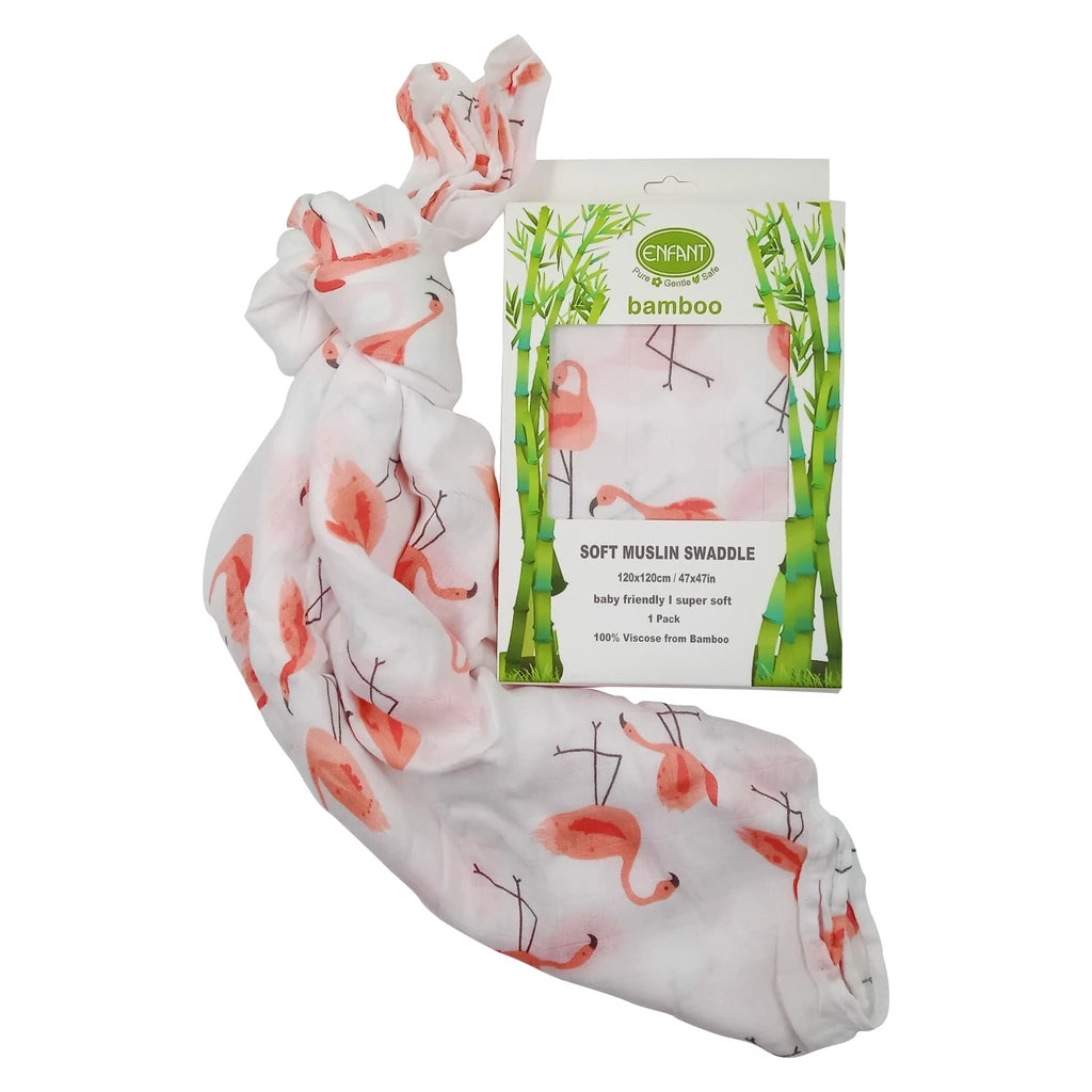 Enfant Bamboo Swaddle 120x120 - Flamingo